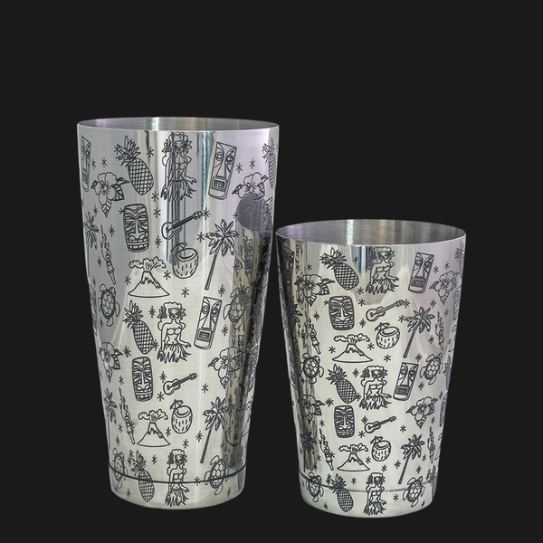 Shaker Boston Plata Grabado Hawaiano 28/18 Oz