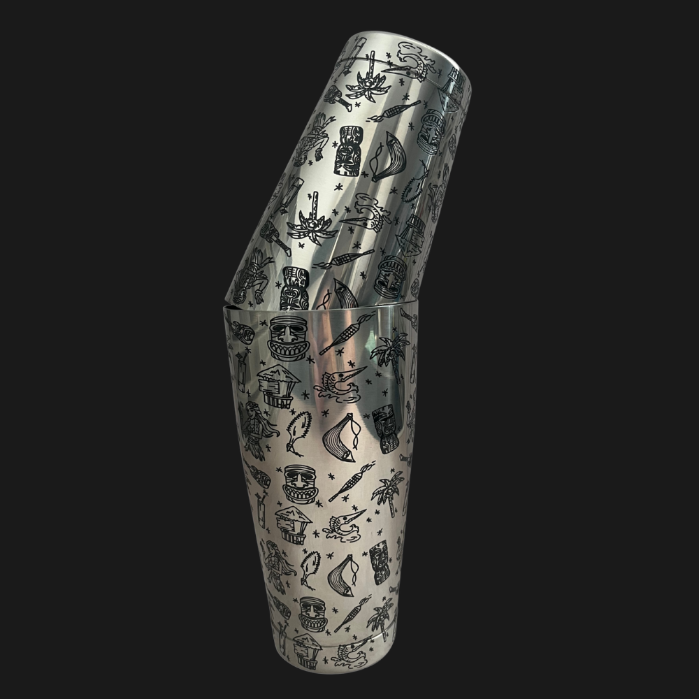 Shaker Boston Grabado Tiki Plata 28-18 Oz