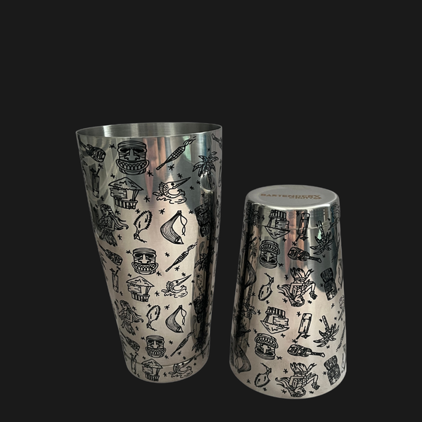 Shaker Boston Grabado Tiki Plata 28-18 Oz