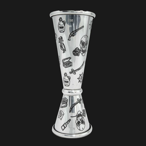Jigger Japones 1-2 oz Grabado Skull Rose
