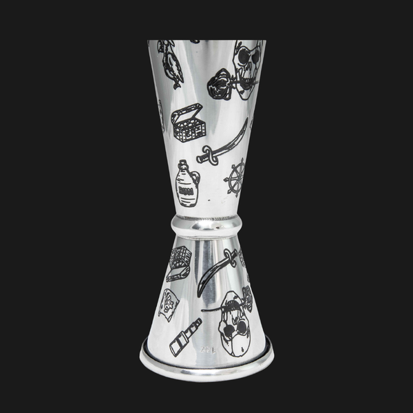 Jigger Japones 1-2 oz Grabado Skull Rose