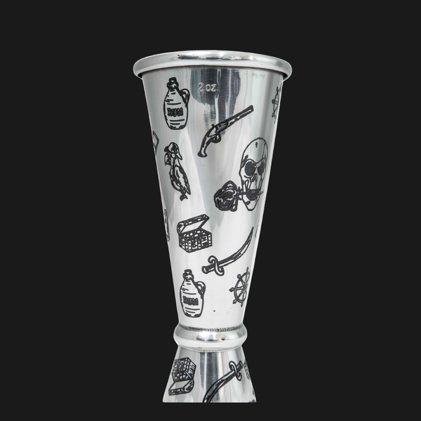 Jigger Japones 1-2 oz Grabado Skull Rose