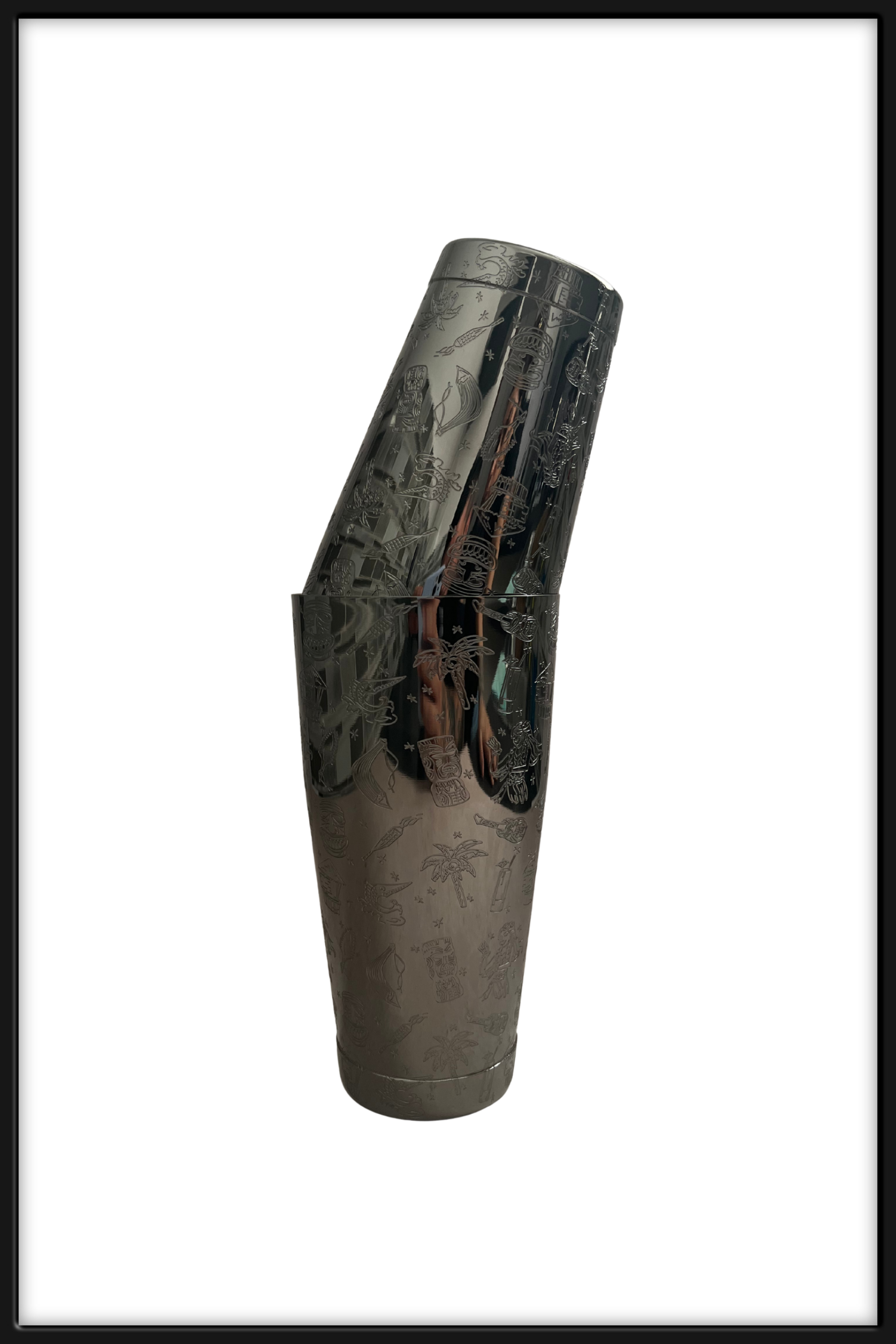 Shaker Boston Grabado Tiki Black 28-18 Oz - Bartender On Duty